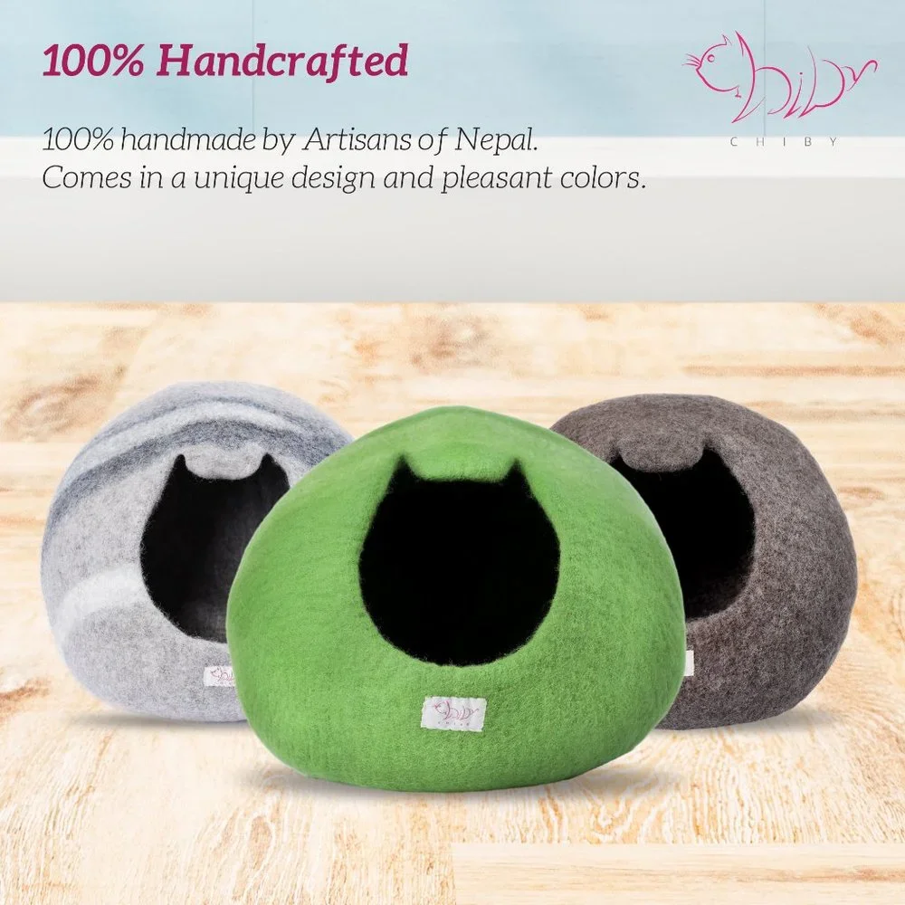 Premium Cat Bed Cave (Large/Medium) - Eco Friendly 100% Merino Wool Beds for Cat